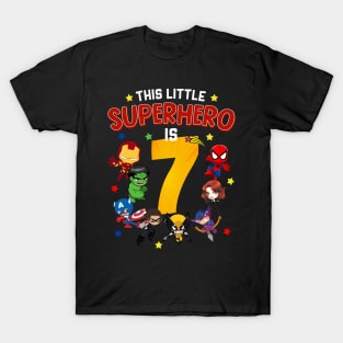 This Little Superhero Is 7 Birthday Superhero 7 Year Old Boy T-Shirt